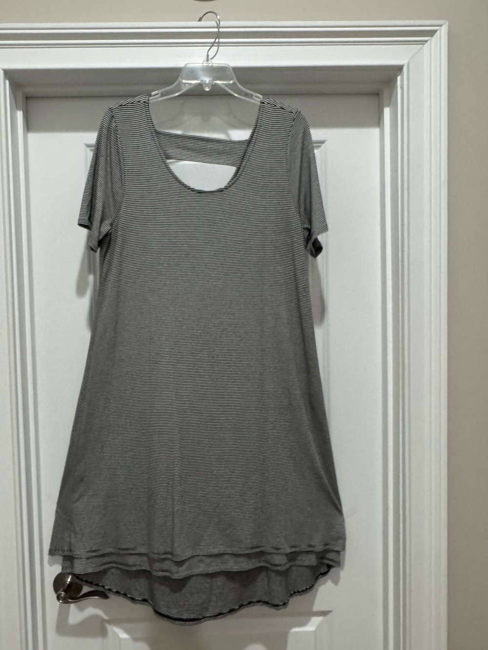 Soft Surroundings Gray Scoop-Neck Swing Dress with Layered Hem
